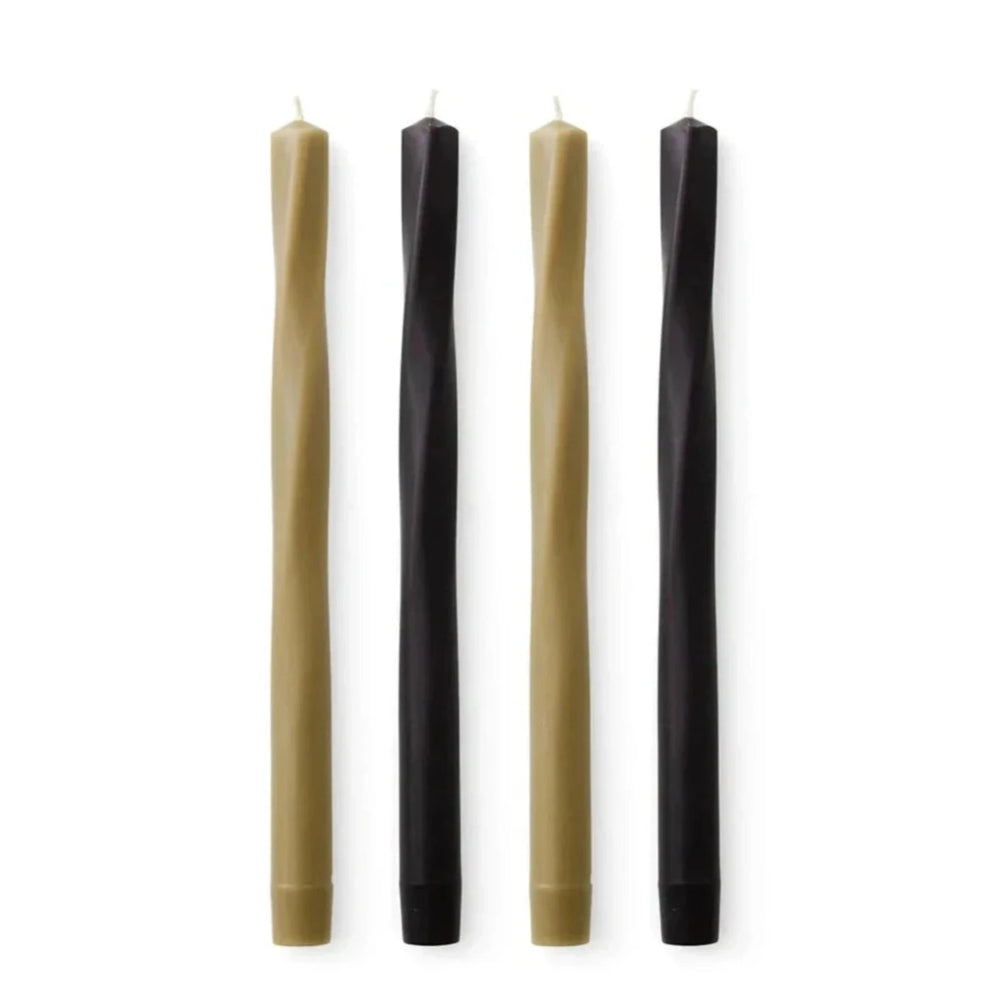 Twisted Tapered Candles | Set of 4 | Umber/Olive