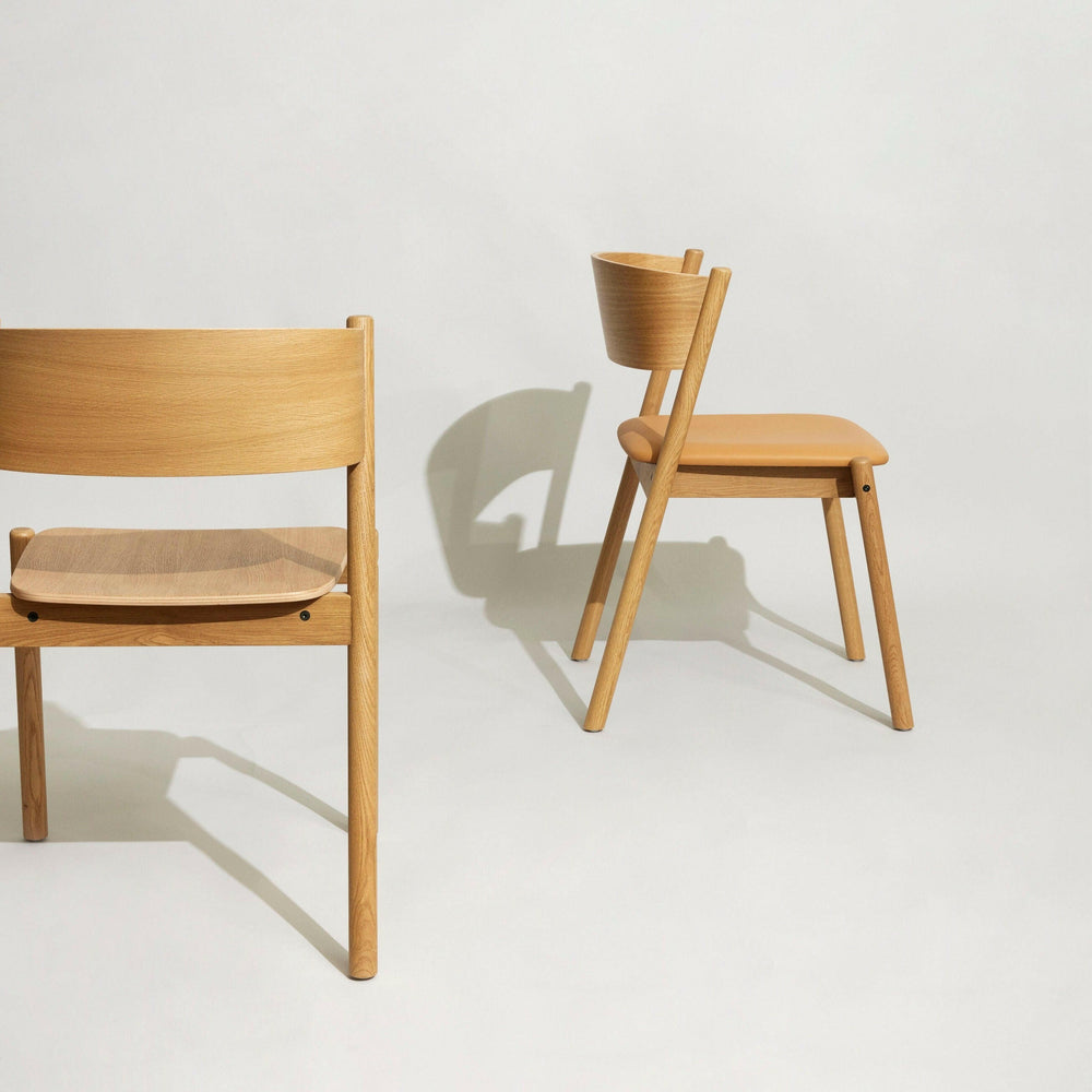 Oblique Dining Chair with Upholstered Seat | FSC® Certified Wood + Leather.