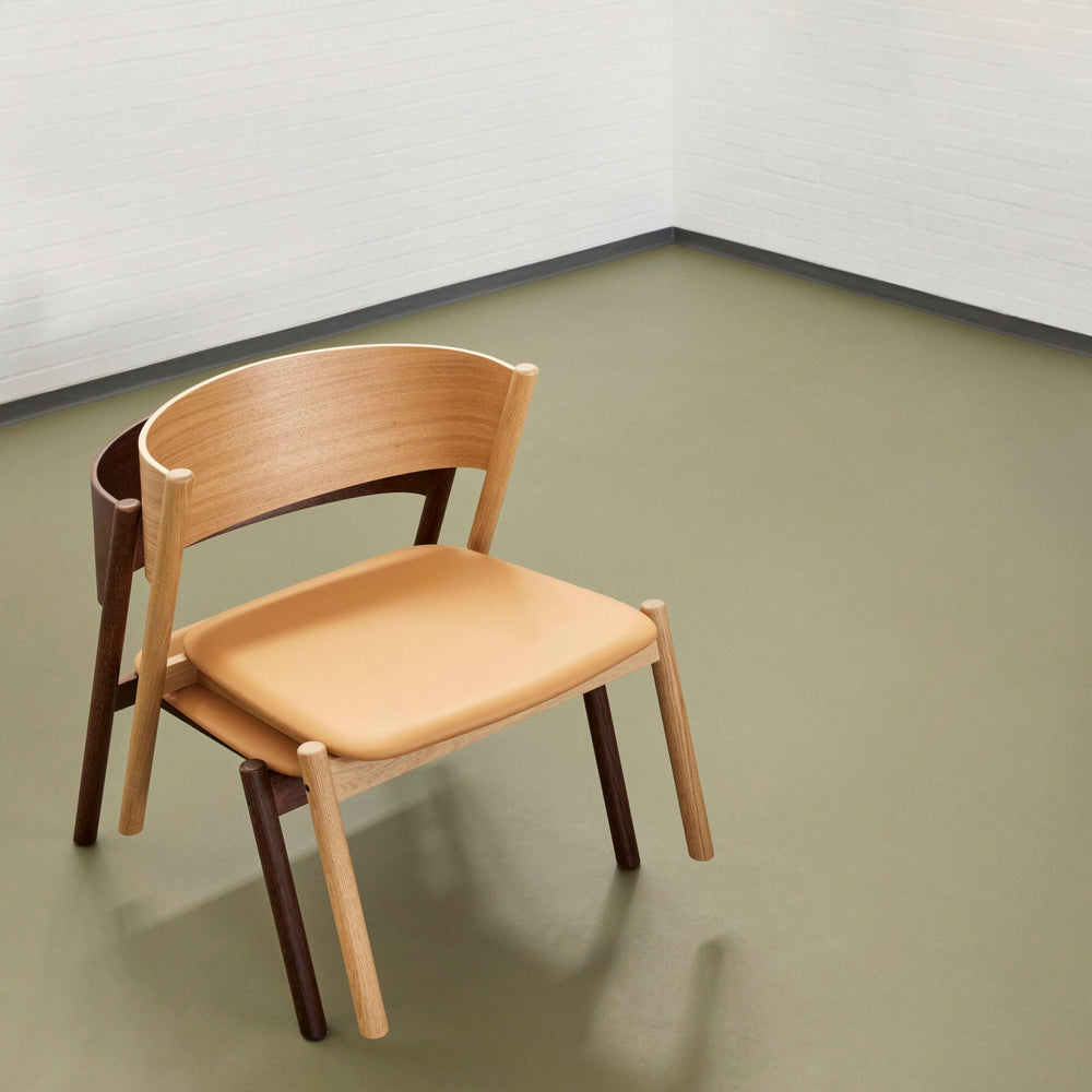 Oblique Lounge Chair | FSC® Certified Wood + Leather Seat | Various Wood Finishes + Colours.