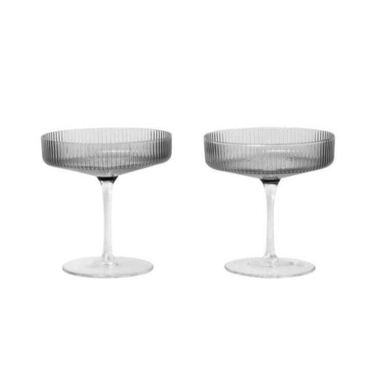 Ripple Champagne Saucer  | Smoked Grey | Set of 2