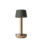 Two | LED Portable Table Lamp | Gold / Emerald Linen