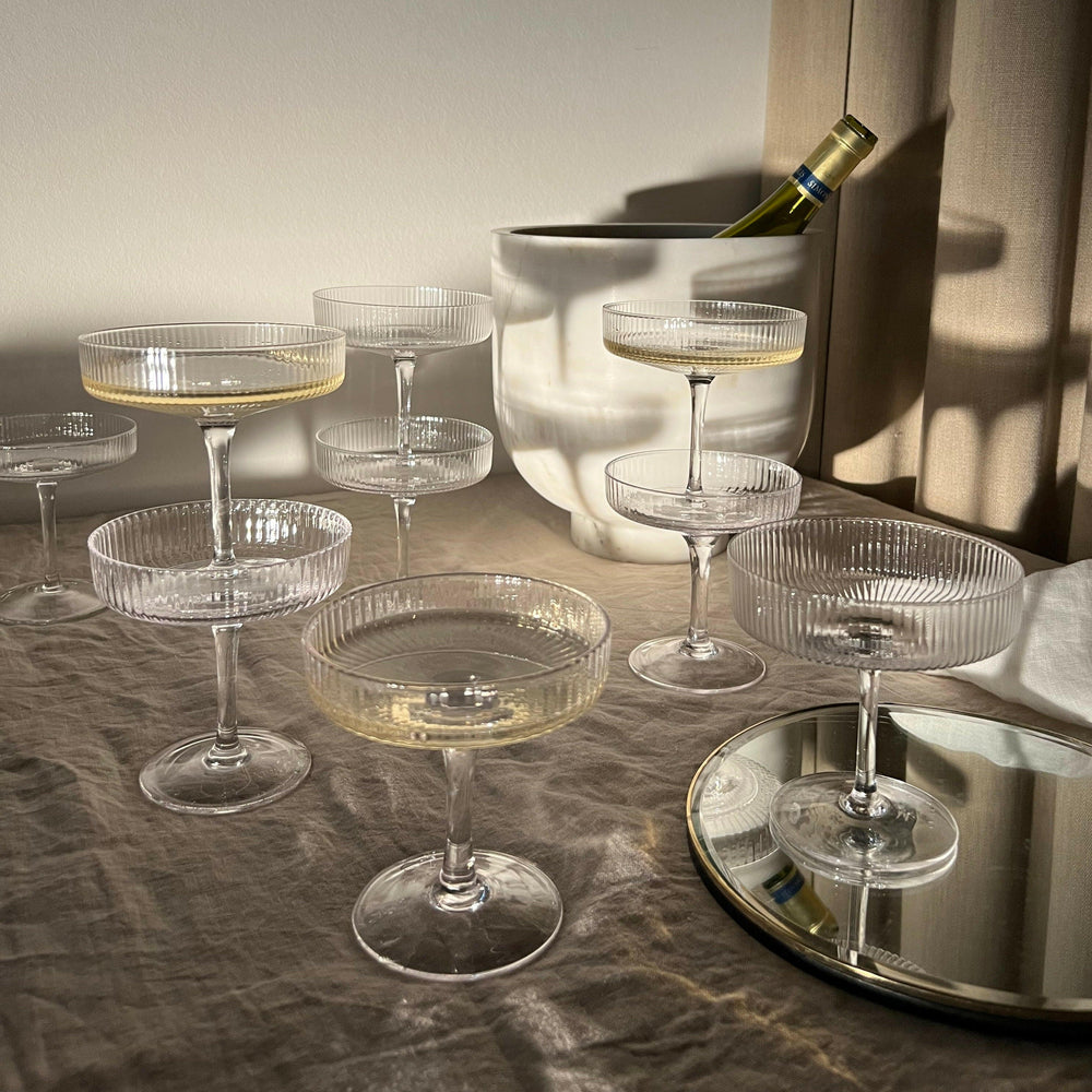 Ripple Champagne Saucer  | Clear | Set of 2.