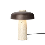 Reverse Table Lamp | Travertine + Bronzed Brass.