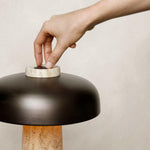 Reverse Table Lamp | Travertine + Bronzed Brass.