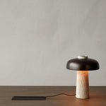 Reverse Table Lamp | Travertine + Bronzed Brass.